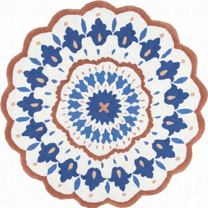 Nuloom 4' 8 X 4'  8hand Utfted Floral Acaciz Round Rug In Blue