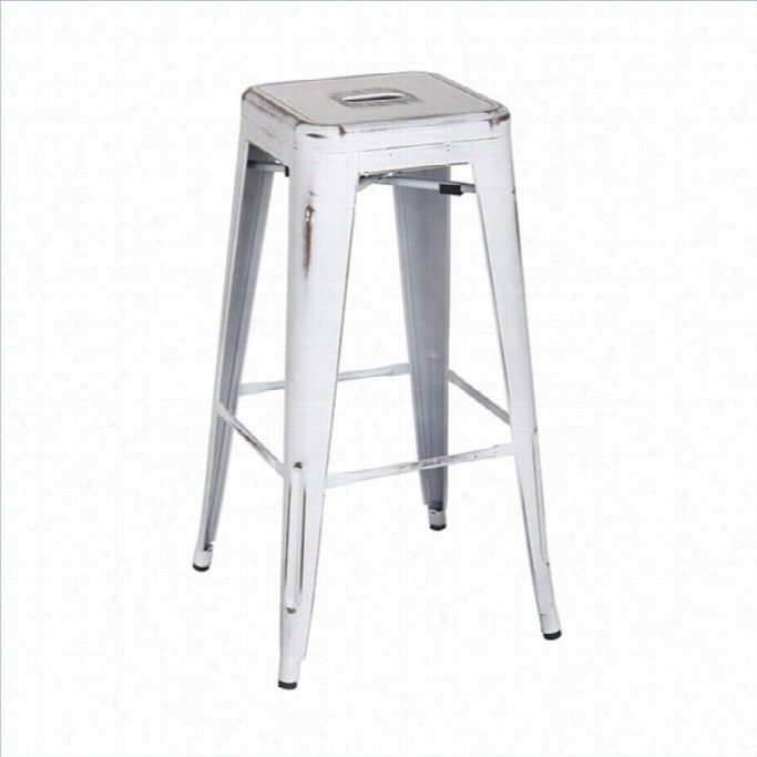 Office Sar Bristow 30 Antique Metal Bar Stool In Antique White-set Of 2