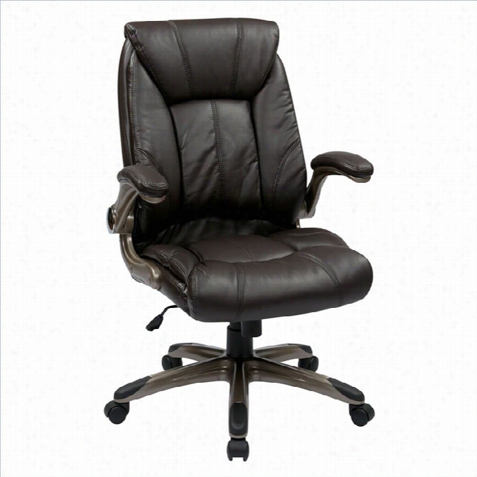 Office Star Fl Series Faux Leather Mid Move ~ward Managers Office Chair In Cocoa