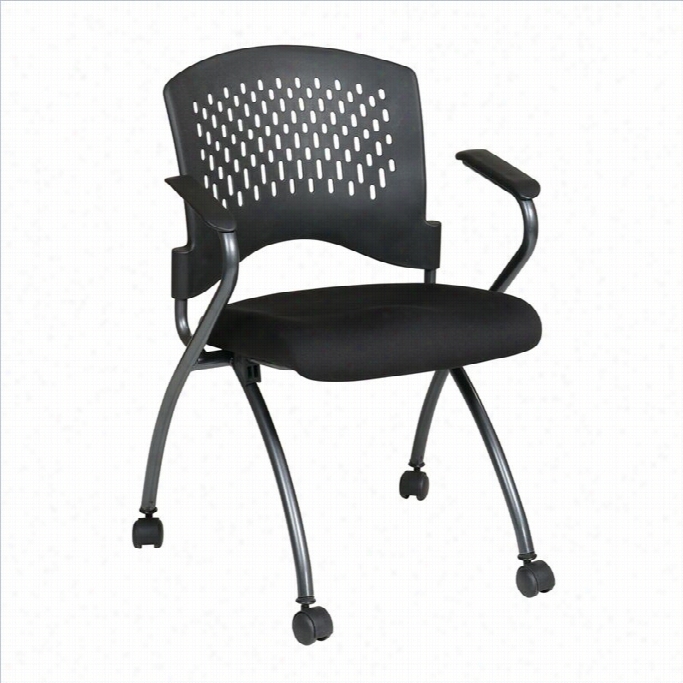 Office Star Set Of 2 Folding Chair With Arms In Coal