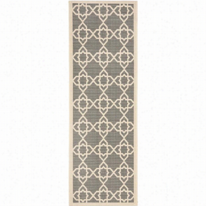 Safavieh Courtyard Grey Ineoor Outdoor Rug - Runner 2'3 X 14'