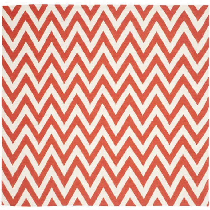 Saafavieh Dhurries Red Contemporary Rug - Square 6'