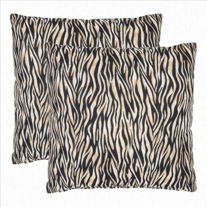 Safavieh Drake Zebra 18 Decorative Pillow In Black ((set Of 2))