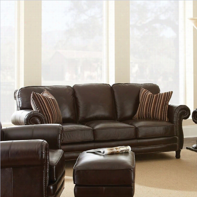 Stteve Silver C Ompany Chateau Leathrr Sofa In Pismire Ique Chocolate Brown