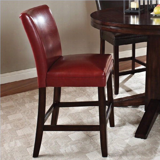 Steve Siilved Company Hartford Bonded Red Leathe Counter Height Dining Chair In Dark Cherry