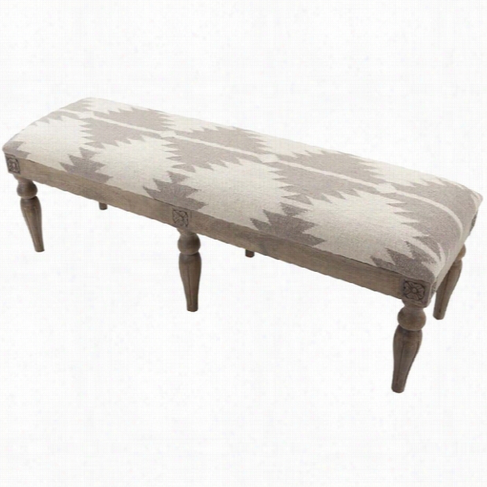 Surya Wool Bench In Gray And Taupe