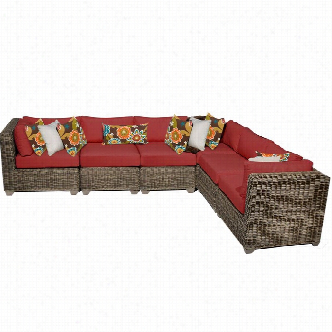 Tkc Cape Cod 6 Piece Outdoor Wicker Sofa Set In Terracotta