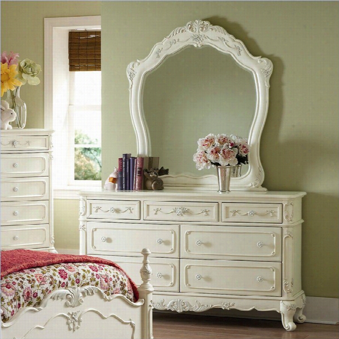 Trent Home Cinderella Double Dresser And Mirror Set In Ecru Fin Jsh