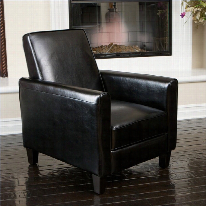 Trent Home Delouuth Leather Recliner Club Chair In Black