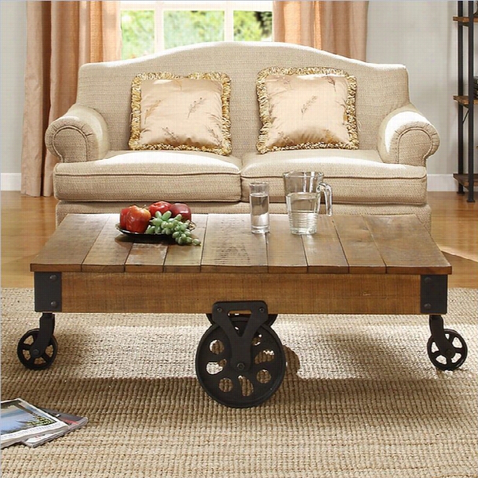 Trent Home Factory Coffee Table Cart Inn  Rustic Brown