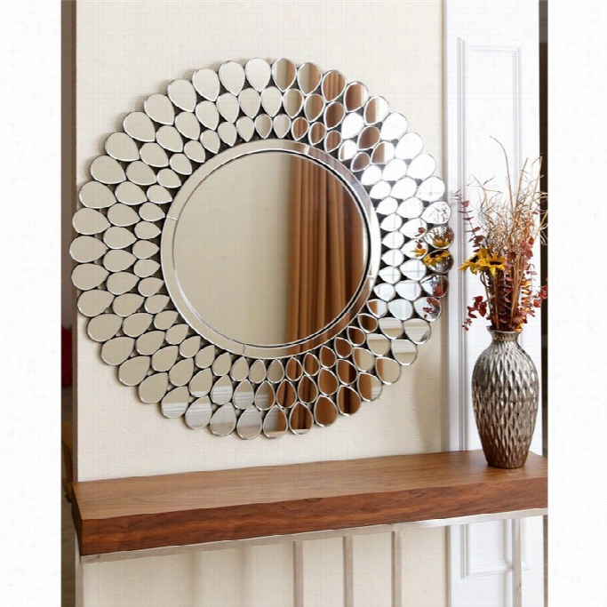 Abbyson Living Cadence Glass And Wood Mirror In Silver