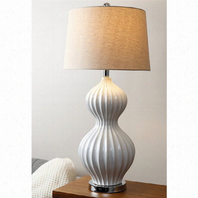Abbyson Livin Gmia Fluted Table Lamp In White