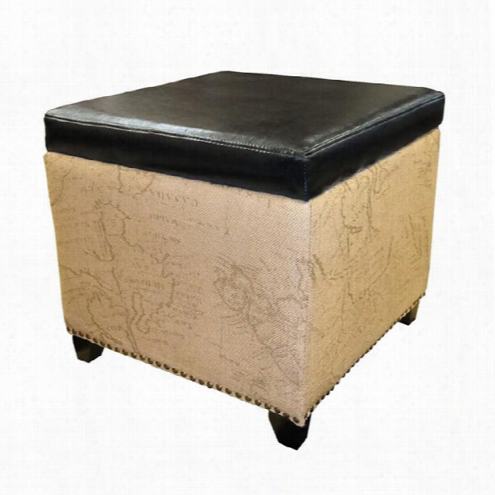 Amren Living Kenya Leather Ottoman In Brown