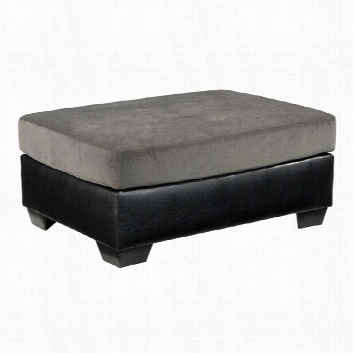 Ashley Armamt Leather Oversized Accent Ottoman In Ebony