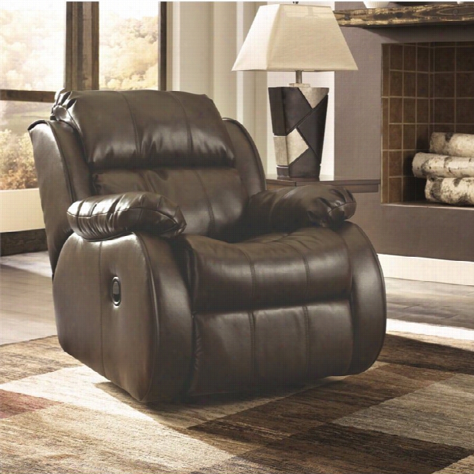 Ashley Molilfield Leather Rocker Reclner In Cafe