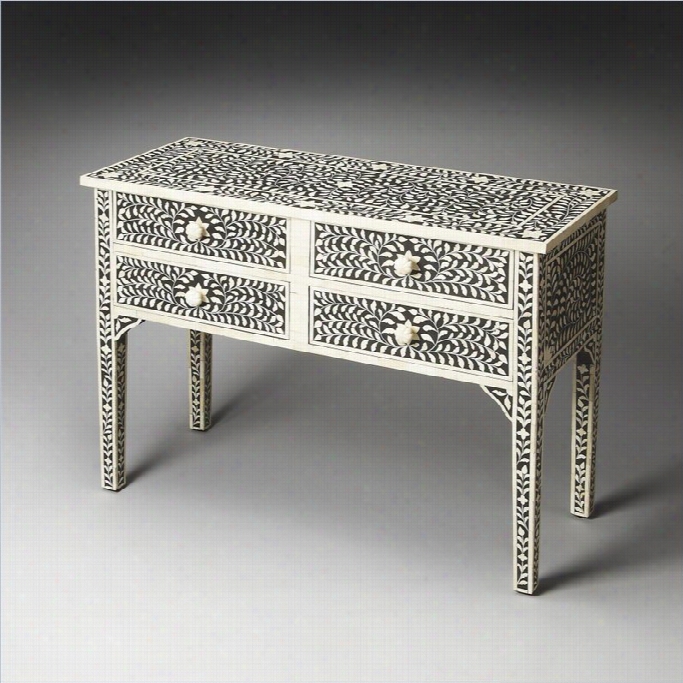 Butler Specialty Vivienne Bblack Boen Inlay Console Table