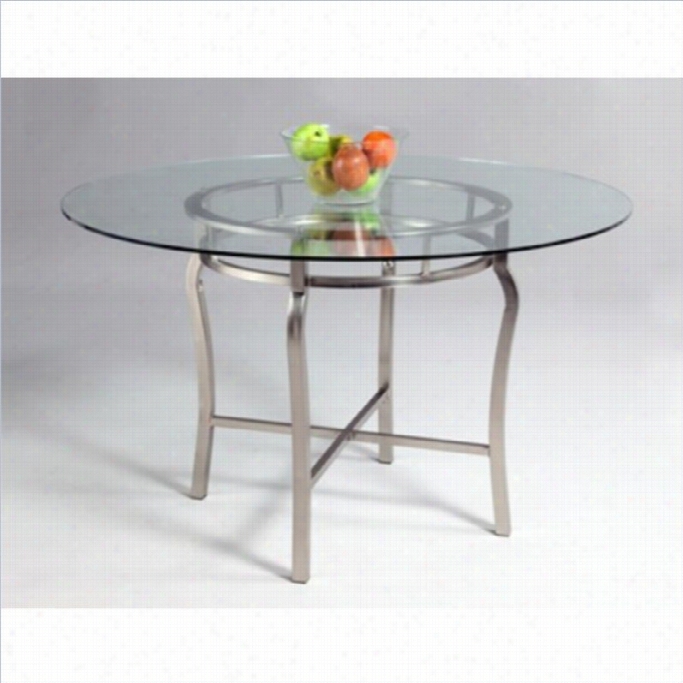 Chintly Angelina Pedestal Dining Table In Nickel Pl Ated