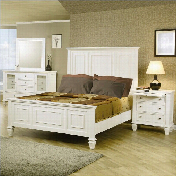 Coaster Malibu Classic Panel Bed 2 Piece Bedroom Set In White Finish