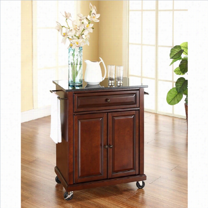 Crosley F Urniture Solid Black Gran Ite Top Mahogany Kitchen Ccart