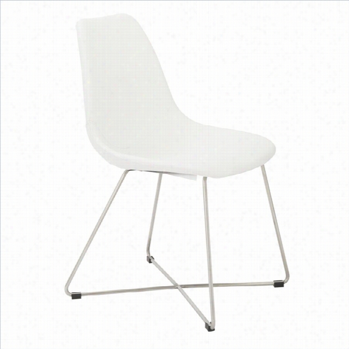 Eurkstyle Anahita Dinng Chair  In White Polyurethane Brushedd Stainless Steel