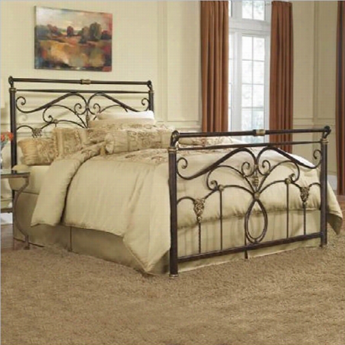 Fashion Bed Lucinda Metal Sleigh Bed In Marbled Coarse Finish-full