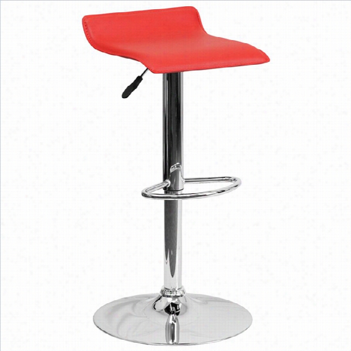 Flash Movables 23 To 31 Backless Bar Stool In Red With Chrome Base