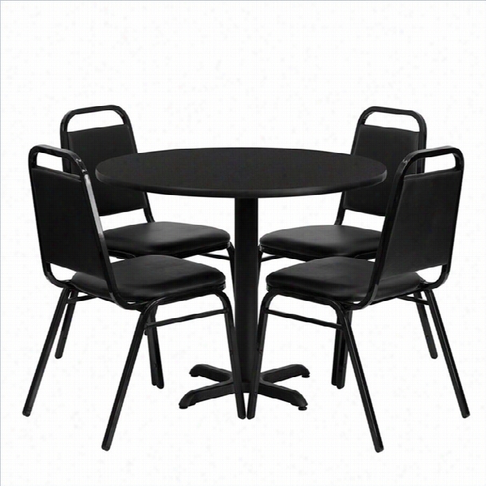 Flash Furniture 5 Piece Laminate Table Set In Black