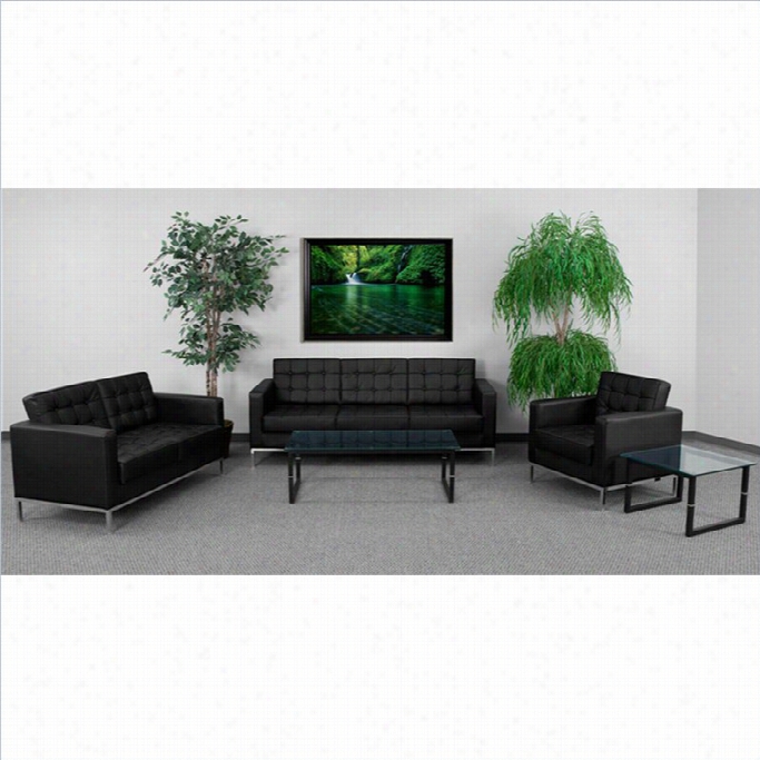 Flash Furniture Hercule S Lacey Series Reception Set In Black