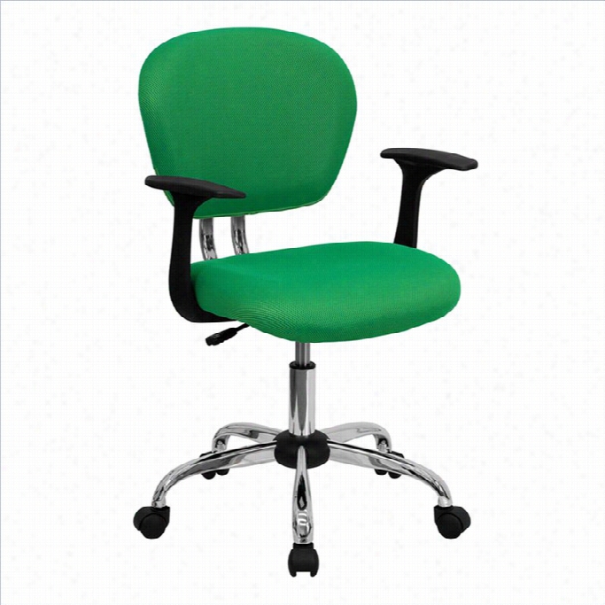 Flash Furniture Mid-back Mesh  Task Offcie Chair With Arms In Bright Green