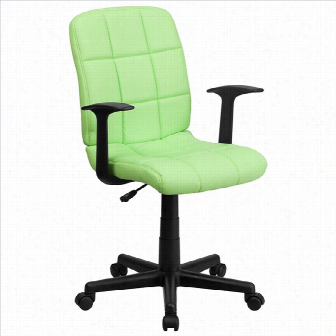 Flas Furniture Mid Back Quilted Task Office Chair Through  Arms In Green