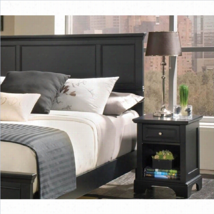 Home Styles Bedford Queen Wood Panel Headboard 2 Piecee Bedroom Set In Ebony