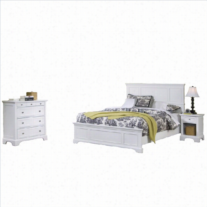 Home Styles Naplws King 3 Piece Bedroom Set In White