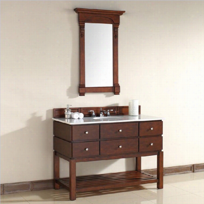 James Marin Urban 48 Single Bathroom Vanity In Warm Cherry With Marble Top