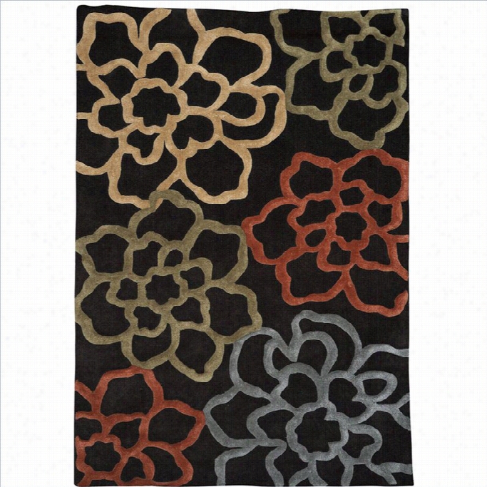 Linon Rugs Trio Rectangular Ar Ea Rug In Chocolate Annd Pumpkin-1'10 X 2'10