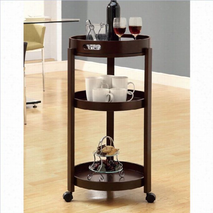 Monarch Bar Cart Upon Serving Tray Attached Castors In Cappuccino