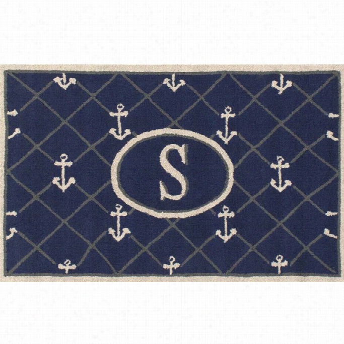 Nuloom 2' 6 X 4' Hand Hooked Anchor Welcoem Doormat Rug In Letter S