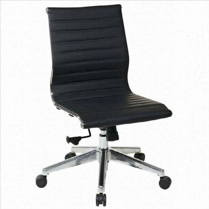 Office Star Eco Leather Mid Back Armless Office Chair In Black