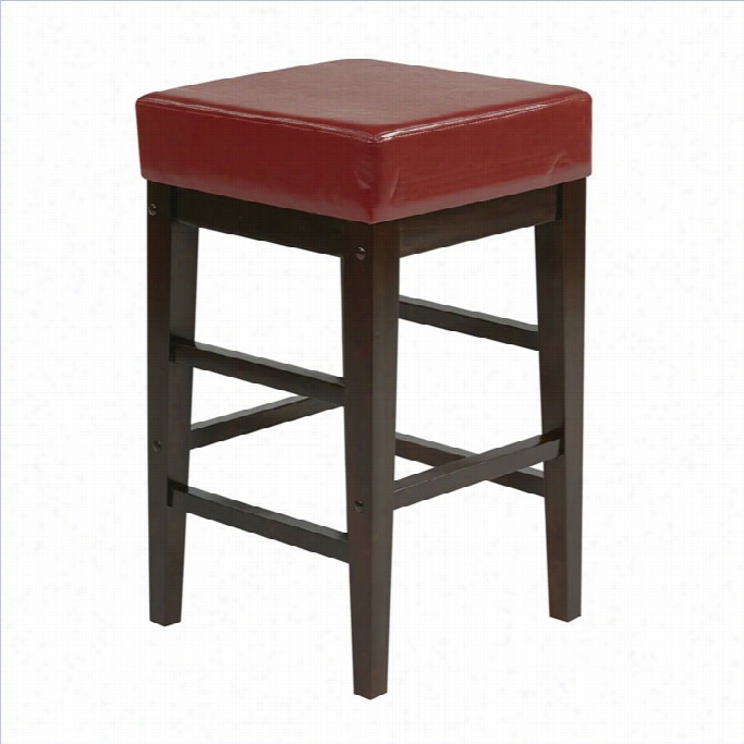 Office Star Metr 25 Square Stool In Red-25 Height Barstool