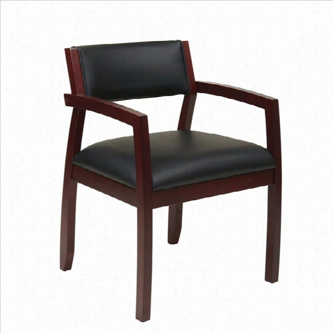 Office Star Napa Guest Chair With Upholstered Back In Mahogany