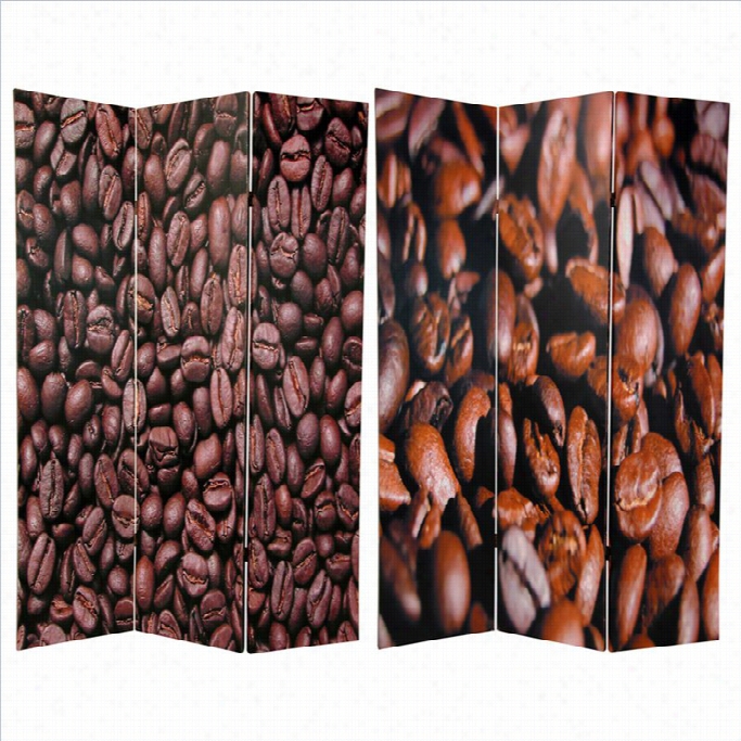 Oriental Double Sided Coffee Beans Room Divider In Brown