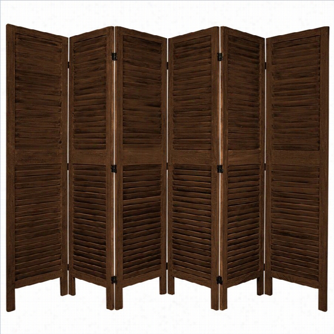 Oriental Furniture Tall Classic Venetian 6 Panel Room Divider In Brown