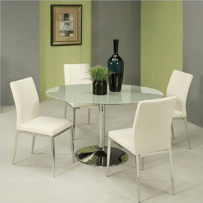 Pastel Furniture Sundance Frosted  Glass 5 Piece Dining Set In White