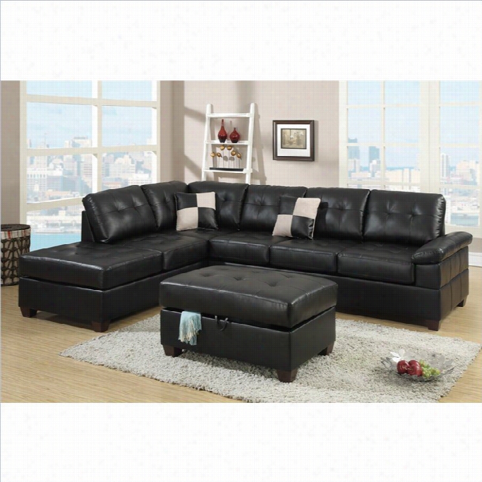 Pounddex Bobk Ona Randel 2 Piece Reversible Sectionaal Sofa In Bla Ck