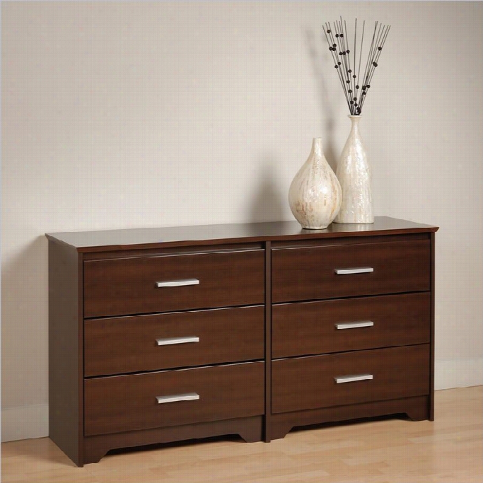 Prepac  Coal Harbor 6 Drawerd Ouble Dresser In Espresso Finish