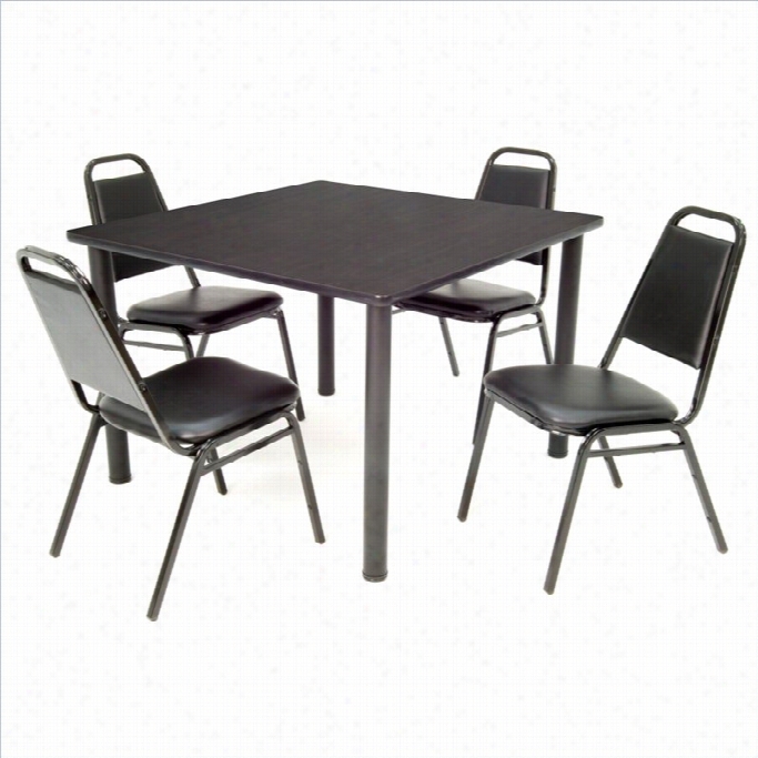 Regency 4 Stack Chairs And Square Table In Mocha Walnjt-30  Inch