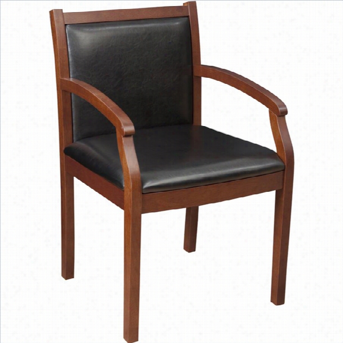 Regency Vinyl Regent Vinyl  Party Guest Chair In Cherry Woood And Black