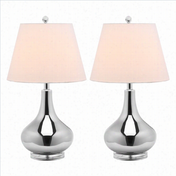 Safavieh Amy Gord Glasss Lamp In Silver (set Of 2)