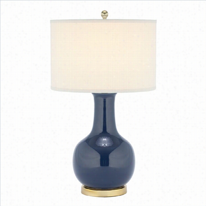 Safavieh Judy Ceramic Roya L Blue Lamp With White Shade