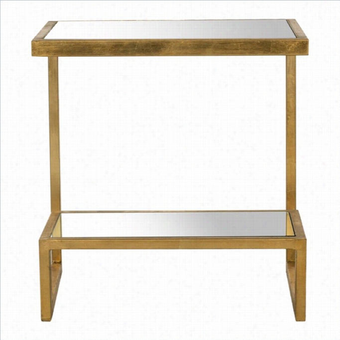 Safavieh Kennedy Iron And Mirror Accent Table In Gold