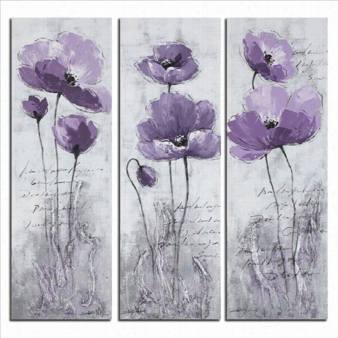 Safavieh Poppy Painting In Purple And White (3 Pc Painting)